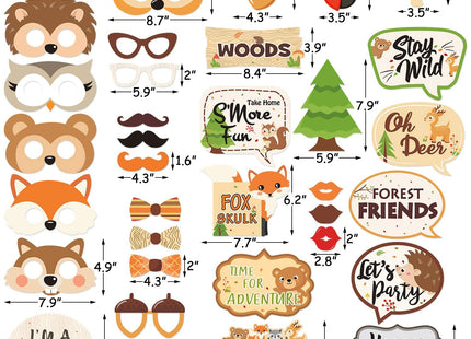 35 PCS Woodland Animal Photo Booth Props Wild One Camping Forest Theme Party Favors Decorations for Woodland Creatures Baby Shower Birthday Party Supplies