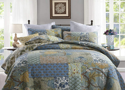 Yvooxny Queen Quilt Set Bedspread Lodge Plaid Real Patchwork Lightweight Reversible Coverlet Set Quilted Bedding Set for All Seasons, Queen Size
