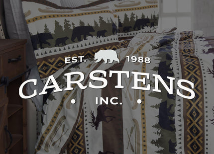 Carstens, Inc. Rustic Cabin Lodge Comforter Set Queen/Full - Outdoor Themed Striped Bedding Set, 3 Pieces Bed Set