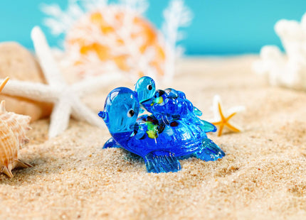 2.5'' Hand Blown Glass Sea Turtle Figurines Mini Sea Animal Collectibles