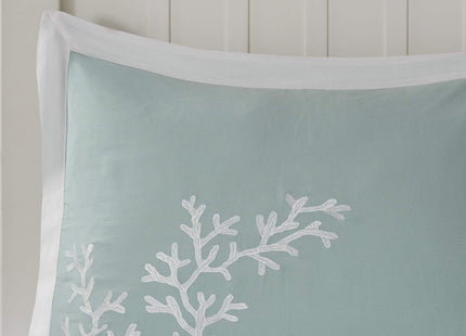 Harbor House 100% Cotton Duvet Cover, Jacquard Coastal Coral Duvet Cover Set – Light Weight Bed Comforter Covers, Coastline Blue King/Cal King (106"x90") 3 Piece