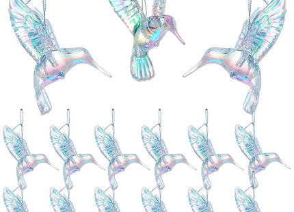 Marsui 15 Pcs Iridescent Hummingbird Ornaments Xmas,Rainbow