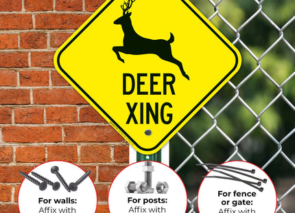 Deer Crossing with Graphic Sign,