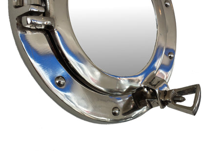 Hampton Nautical Deluxe Class Chrome Porthole Mirror, 8", Chrome