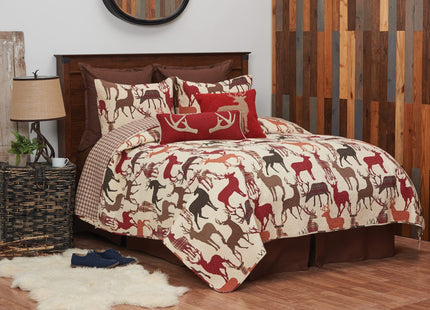 C&F Home Colton Tan Lodge Rustic Cabin Deer Cotton 3 Piece King Machine Washable Reversible Quilt Set King 3 Piece Set Tan