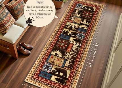 LOKHOM 2x6 Hallway Runner Rug, Non Slip Washable Western Cabin Bear Rugs