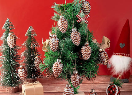 Sliner 36 Pcs Pine Cone Glass Ornaments, Sparkling Pinecone Xmas Decor