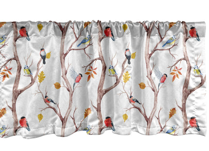 Ambesonne Forest Window Valance Pack of 2, Doodle Woodland Creatures as Honey Bear Rabbit Fox and Raccoon in Nature Habitat, Rod Pocket Curtain Valances for Kitchen Bedroom, 54" X 12", Pale Brown