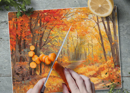 CounterArt Autumn Woodland 3mm Tempered Glass Cutting Board 10" x 8"