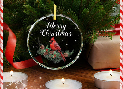 WhatSign Glass Cardinal Christmas Ornament Sympathy Memorial Keepsake