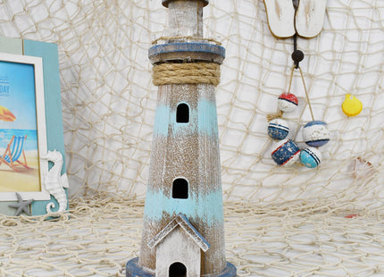 Wooden Lighthouse Decor Nautical Table Decorations Lighted Wood Lighthouse