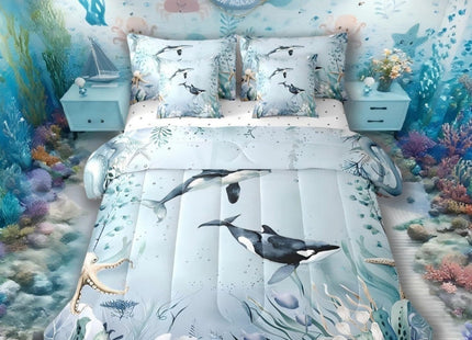 Erosebridal Killer Whale Orca 7 Piece Comforter Set Full Bed in A Bag