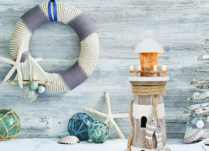 Wooden Lighthouse Decoration with Lights Nautical Tabletop Centerpiece