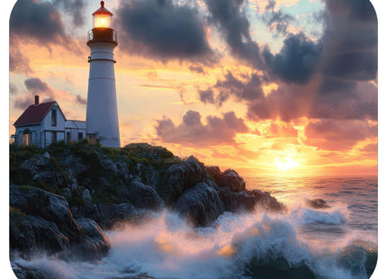 Coastal Shoreline Waves Sandy Beach Theme Mouse Pad Mat Mousepad for Desk Computer Laptop PC Gaming Home or Office Gift (Lighthouse Sunset MP33)