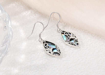 Sterling Silver Hummingbird Earrings Abalone Shell Filigree Hummingbird Dangle Drop Earrings Bohemia Jewelry Gift for Women Mother Mom