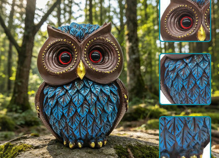 Lwjhzywl Collectible Resin Owl Statue, Creative Decorative Owl Ornament for Living Room Shelf Office Desktop, Unique Home Decor Gift for Owl Enthusiasts (Blue)
