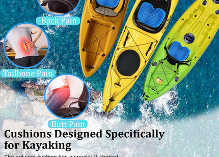 NEW-Vi Anti-Slip Kayak Seat Cushion - Waterproof Thicken Gel Boat Kayak Canoe Rowing Stadium Pad for Sit in Kayak Chair Lifetime Kayak Accessories Equipment Gear for Fishing Kayak,Blue