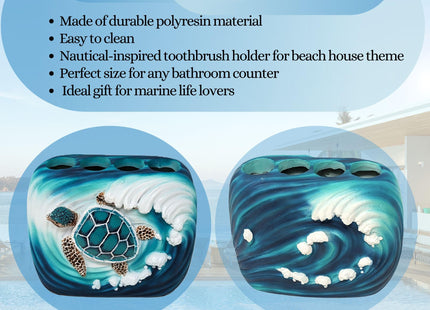 BestGiftEver Nautical Sea Turtle Wave Toothbrush Holder