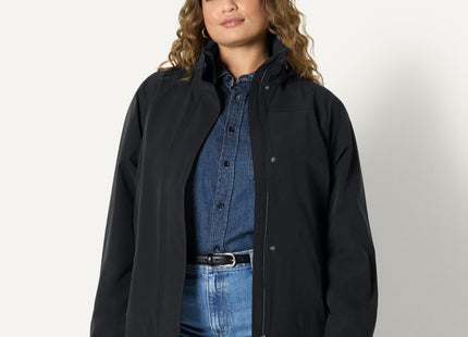 Amazon Essentials Women's Regular-Fit Lightweight Waterproof Long Hooded Rain Jacket, Black, Small
