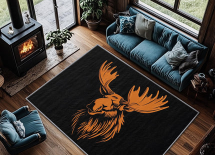 Yoozitrees Moose Rug 8x10 - Moose Rug, 2x3 Rug, Wildlife Head Print Area Rug, Wild Cabin Animal Door Mat, Washable & Non Slip & Soft Small Carpet, Moose Home Decor