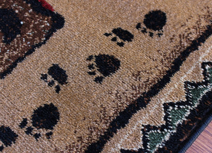 Cabin Lodge Long Runner Area Rug with Bear and Cub Image (2 Feet 4 Inch X 10 Feet 10 Inch) Runner