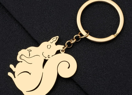 DOWAY Cute Stainless Squirrel Keychains Gifts Nature Animals Keyrings Jewelry Handbag Car Accessories Charms for Women Girls (Silver Squirrel A)
