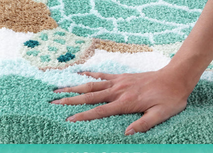Moutina Coastal Sea Turtle Bathroom Rug 20x32 Inch, Soft and Absorbent Tufted Beach Bath Mat Non Slip Washable, Ocean Nautical Turtle Bathroom Decor