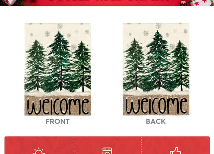 AVOIN colorlife Welcome Pine Tree Christmas Winter House Flag 28x40 Inch