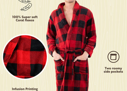 Moose Plaid LazyOne Ultra-Cozy Plaid Bathrobes for Men, Fluffy Robe (S/M)