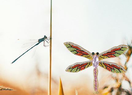 EMEGCY Dragonfly Brooch Pin Dragonfly Rhinestone Crystal Brooches Pins Christmas Brooch Jewelry Gifts for Women