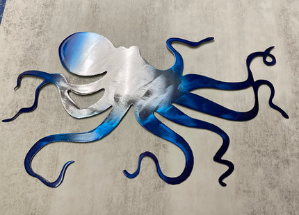 Ocean Octopus Metal Wall Art Accent approx 13" x 8" or 20" wide
