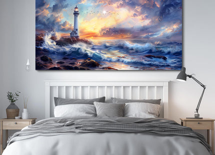 PHAOHUAXM Large Canvas Wall Art Seaside Lighthouse Scenery painting 30"X60"
