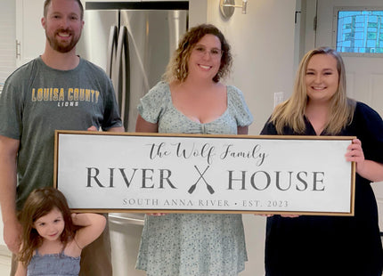 Personalized Family Lake House Canvas Wall Art Custom Fishing Oars