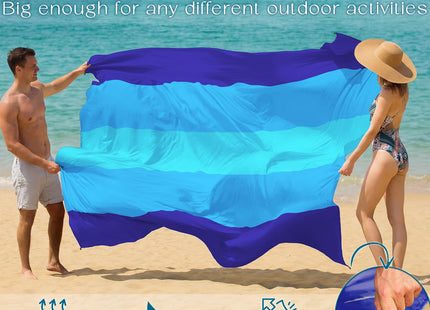 BYDOLL Beach Blanket 78''×81'' 4-7 Adults Oversized Lightweight Waterproof Sandproof Beach Blanket Large Picnic Mat for Travel Camping Hiking Picnic(78" X 81", Blue-Mixed)