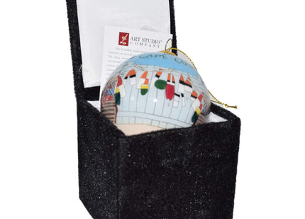 Hand Painted Cape Cod Lobster Traps Ornament – Blown Glass Hanging Christmas Tree Decor with Coastal Life Artwork