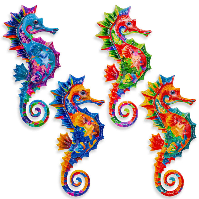 SUNREEK Metal Seahorse Wall Decor, 11'' x 5'' Coastal Seahorse Wall Art for Beach Ocean Garden Patio Pool Bathroom Decorations