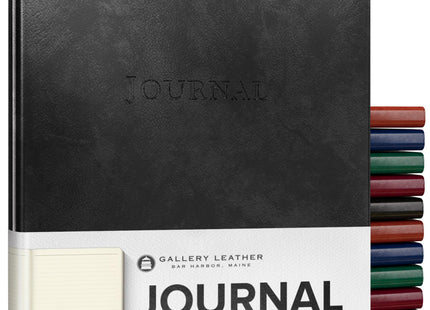Gallery Leather Journal - Crafted in Maine, USA - Softcover, For Men and Women, For Writing, Work & Travel, 192 Lined Pages - A Safe Space for Your Thoughts - Acadia Black, 9.75x7.5, Large Lined