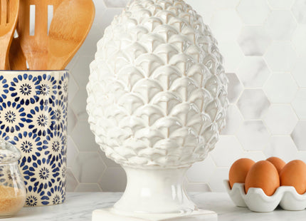 Elements 6.54x6.54x10.94 Inch White Ceramic Pinecone Figurine Durable Design for Everyday Use in Home Kitchen Dining and Entertaining Settings