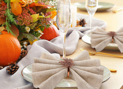 Remerry 9 pcsThanksgiving Napkin Rings Set Fall Autumn Metal Holders