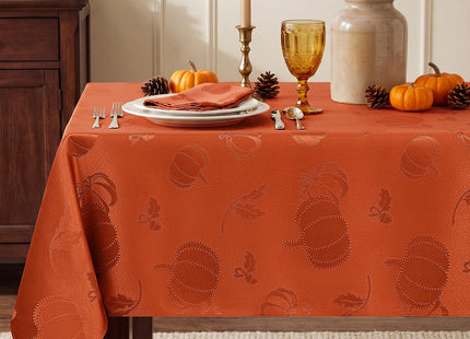 Romanstile Fall Jacquard Rectangle Tablecloth, Thanksgiving Pumpkin