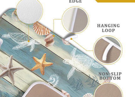 Giwawa Coastal Starfish Dish Drying Mat Summer Sea Turtle Drainer Rack Mat Absorbent Microfiber Kitchen Countertop Protector Dishes Pad 16x18 inch