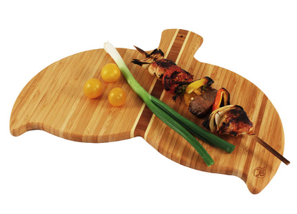 Totally Bamboo Whale Tail Shaped Bamboo Serving and Cutting Board, 14-1/2" x 10-1/2"