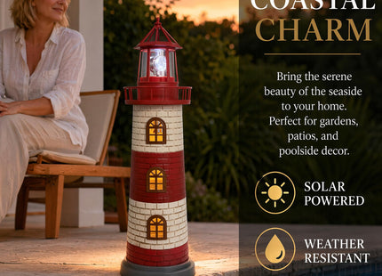 Large Garden Statues 23" Coastal Solar Lighthouse Garden Decor for Outside