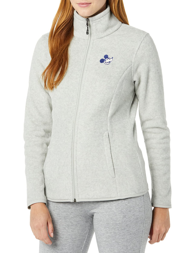 Amazon Essentials Disney | Marvel | Star Wars | Princess Women's Long Sleeve Polar Fleece Full-Zip Mock Outerwear Jacket, Happy Mickey, Small
