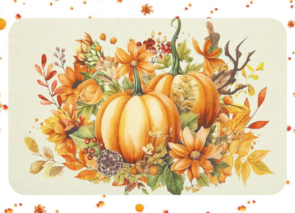 LOKHOM 12"x20" Fall Dish Drying Mat，Pumpkin Maple Leaves Floral