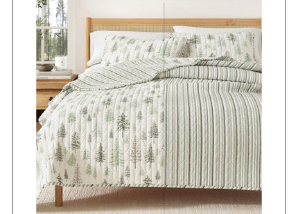 Great Bay Home Lodge Quilt Set - 2-Piece Twin/Twin XL Size Rustic Bedding Set - Lightweight, All-Season, Reversible Bedspread (Lodge Trees)
