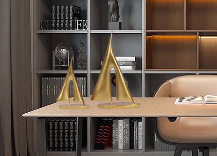 Dawbun 2 Pack Gold Sailboat Decor Boat Sculpture for Home Decor Modern Boat Statue Decorative Nautical Decoration for Living Room Bookshelf Shelf Table Office