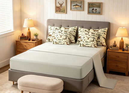 Feelyou Hunting Fishing Comforter Set Deer Bedding Set Twin Size 7 Pieces