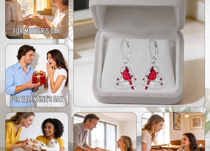 Red Cardinal Earrings for Women Sterling Silver Cardinal Gifts Earrings