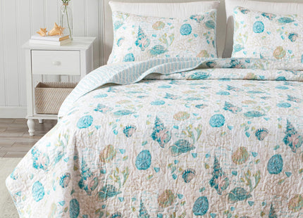 Great Bay Home Coastal Quilt Set - 2-Piece Twin/Twin XL Size Nautical Bedding Set - Lightweight, All-Season, Reversible Bedspread (Seashell)